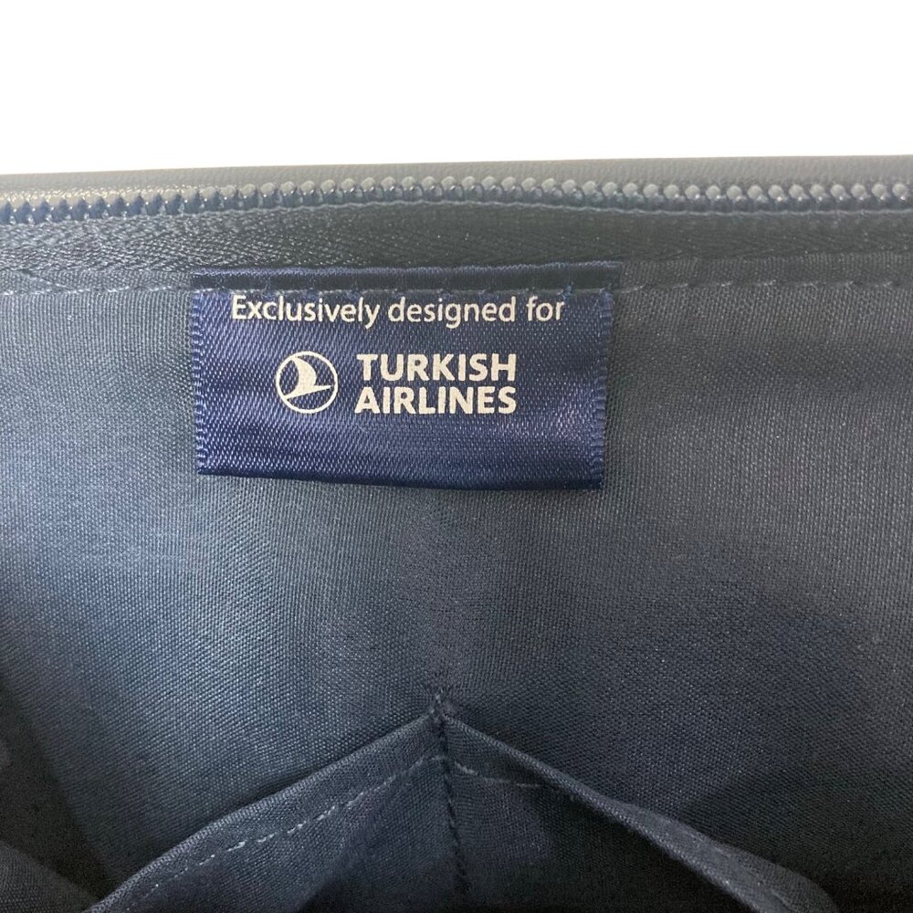Salvatore Ferragamo Navy Blue Cosmetic Pouch Bag Case Turkish Airlines - Picture 9 of 10